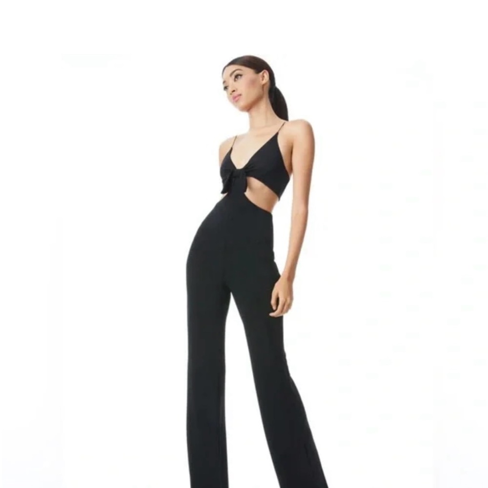 Alice and Olivia Havana black cut-out halter pants jumpsuit. Size XS.